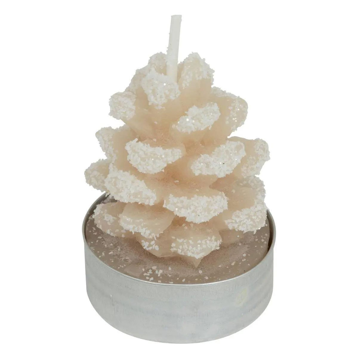 ATMOSPHERA Lot de 4 Bougies Chauffe-Plats  Pomme de Pin  100g Beige