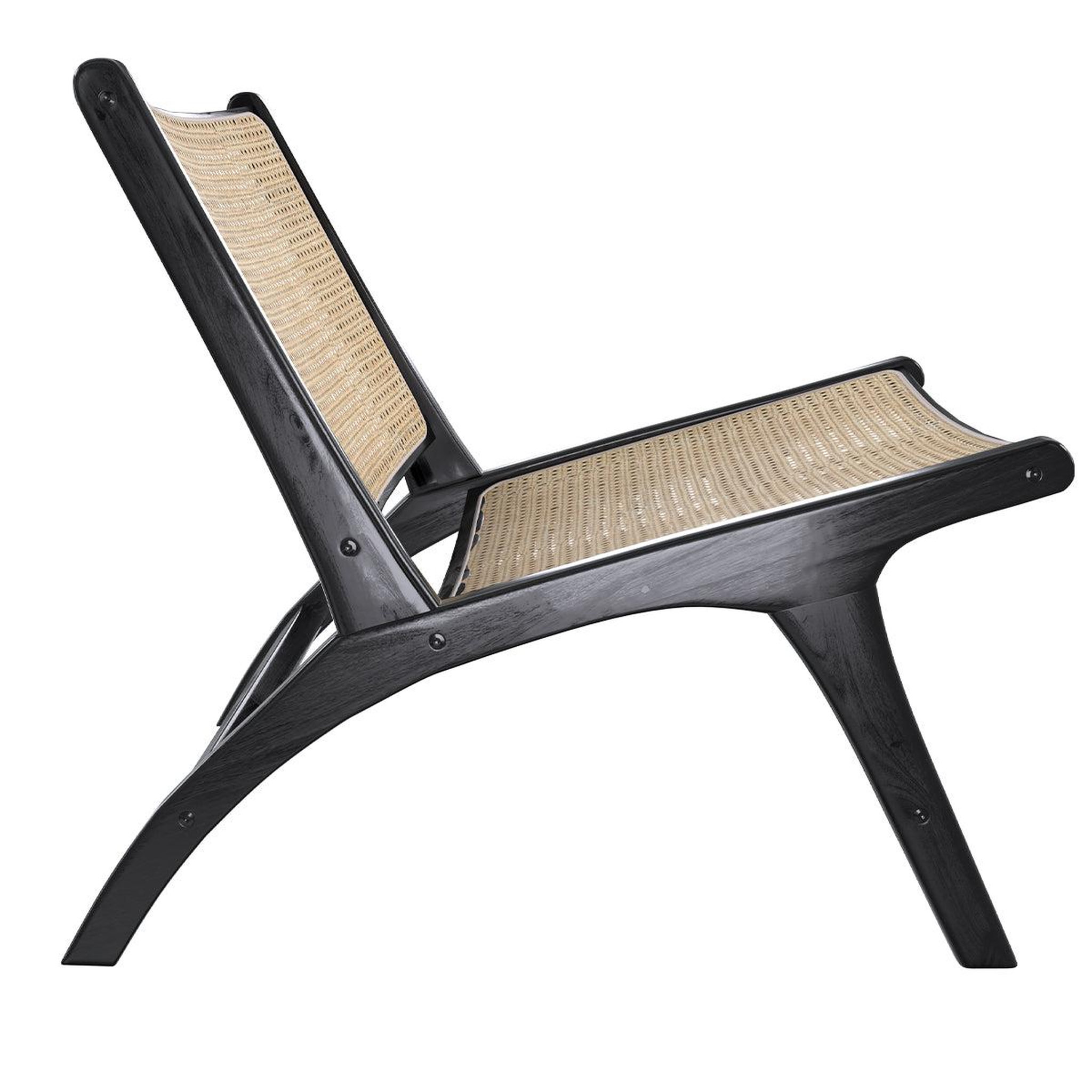 Voir la diapositive 3 : MAISON PAVANE Fauteuil en teck noir et tressage cannage en rotin-kilka