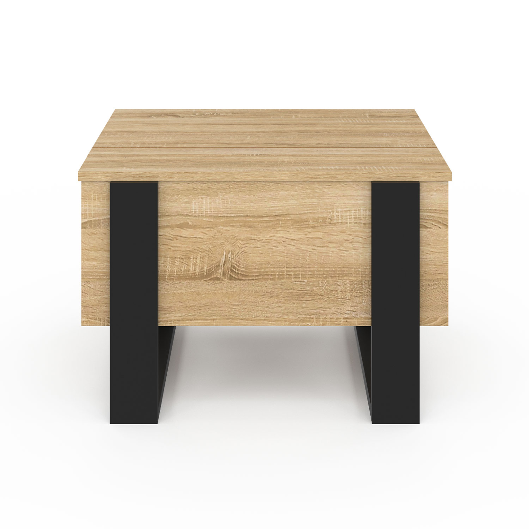 Voir la diapositive 3 : ID MARKET Table basse carrée plateau relevable 70 cm phoenix bois et noir