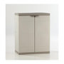 Voir la diapositive 1 : PLASTIKEN TITANIUM PLASTIKEN Armoire basse 2 portes avec etageres l70 x p44 x h88 cm Beige et Taupe Gamme TITANIUM Interieur/Exterieur