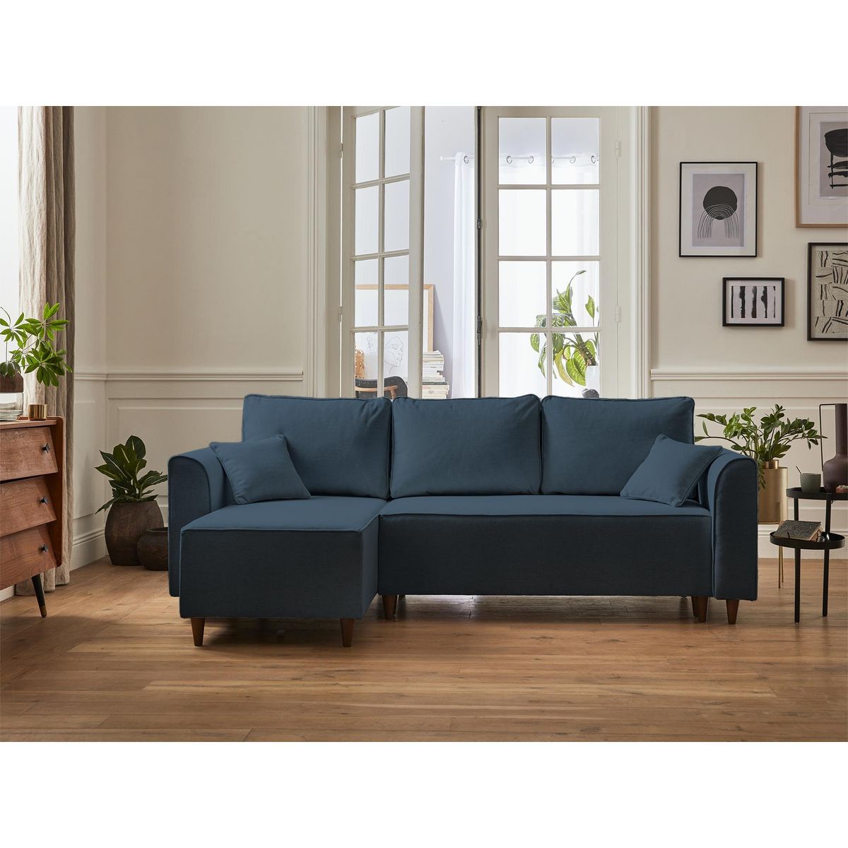 BEST MOBILIER Saphir - canapé d'angle réversible 4 places - convertible - avec coffre - en tissu