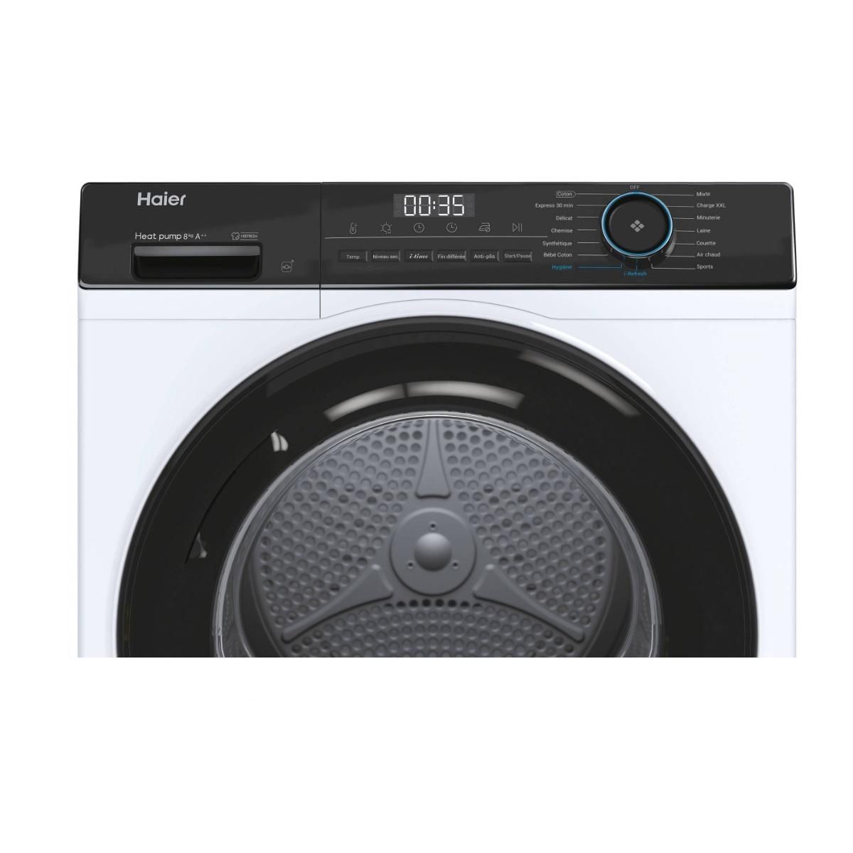 HAIER Sèche-linge pompe à chaleur 60cm 8kg blanc - HD80-A2939E-FR