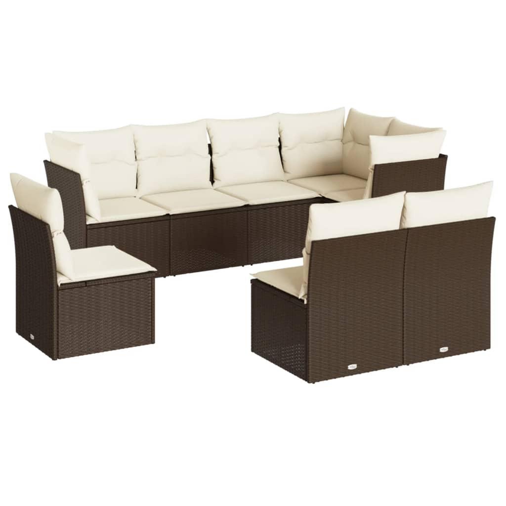 Voir la diapositive 2 : VIDAXL Salon de jardin 8 pcs avec coussins marron resine tressee