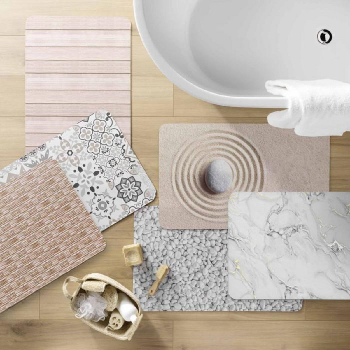 Paris Prix Tapis de Bain Déco  Venor  50x80cm Gris