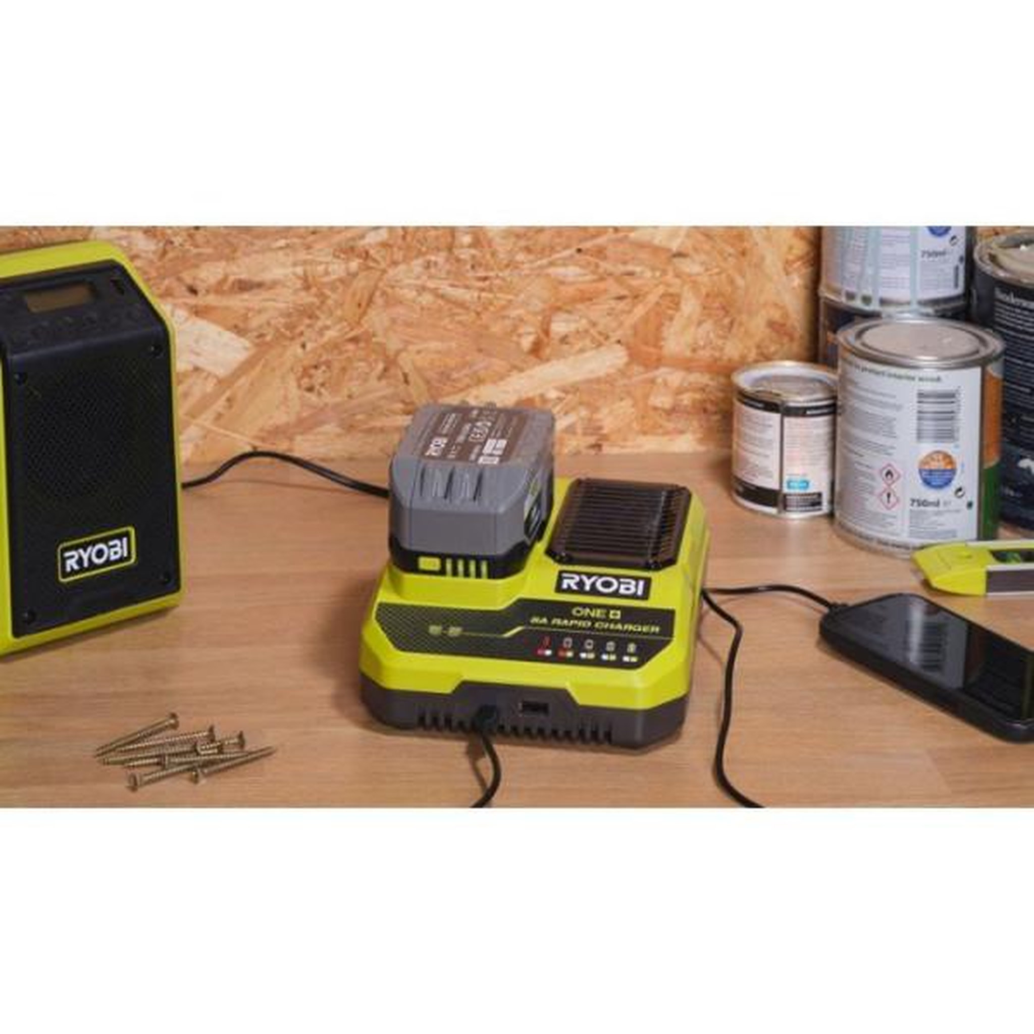 Voir la diapositive 6 : Ryobi Ryobi chargeur rapide 18v one+ recharge batterie 8ah en 1h - sans batterie - rc18180