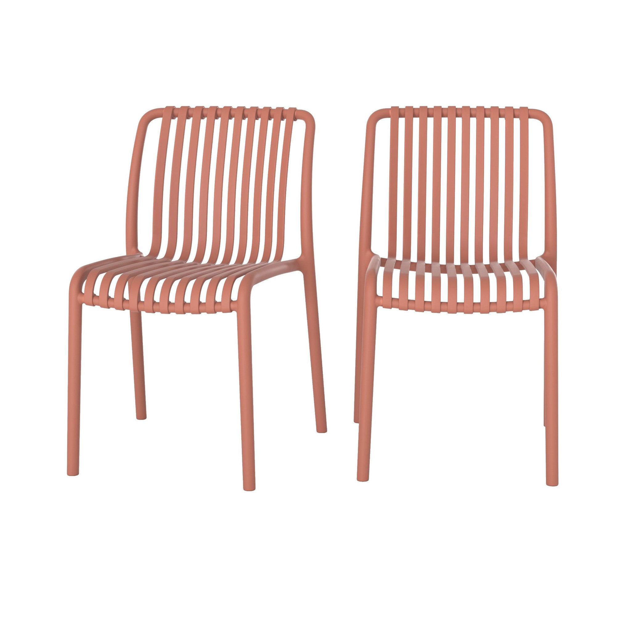 MAISON PAVANE Lot de 2 chaises de jardin empilables en plastique vieux rose-duli