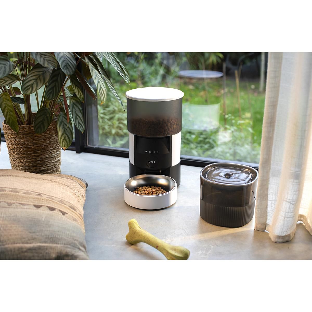 LIVOO Distributeur de croquettes automatique 5w blanc - pet100