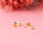 Voir la diapositive 2 : L'ATELIER D'AZUR Boucles d'Oreilles Or 18 Carats 750 Jaune et émail - Ananas