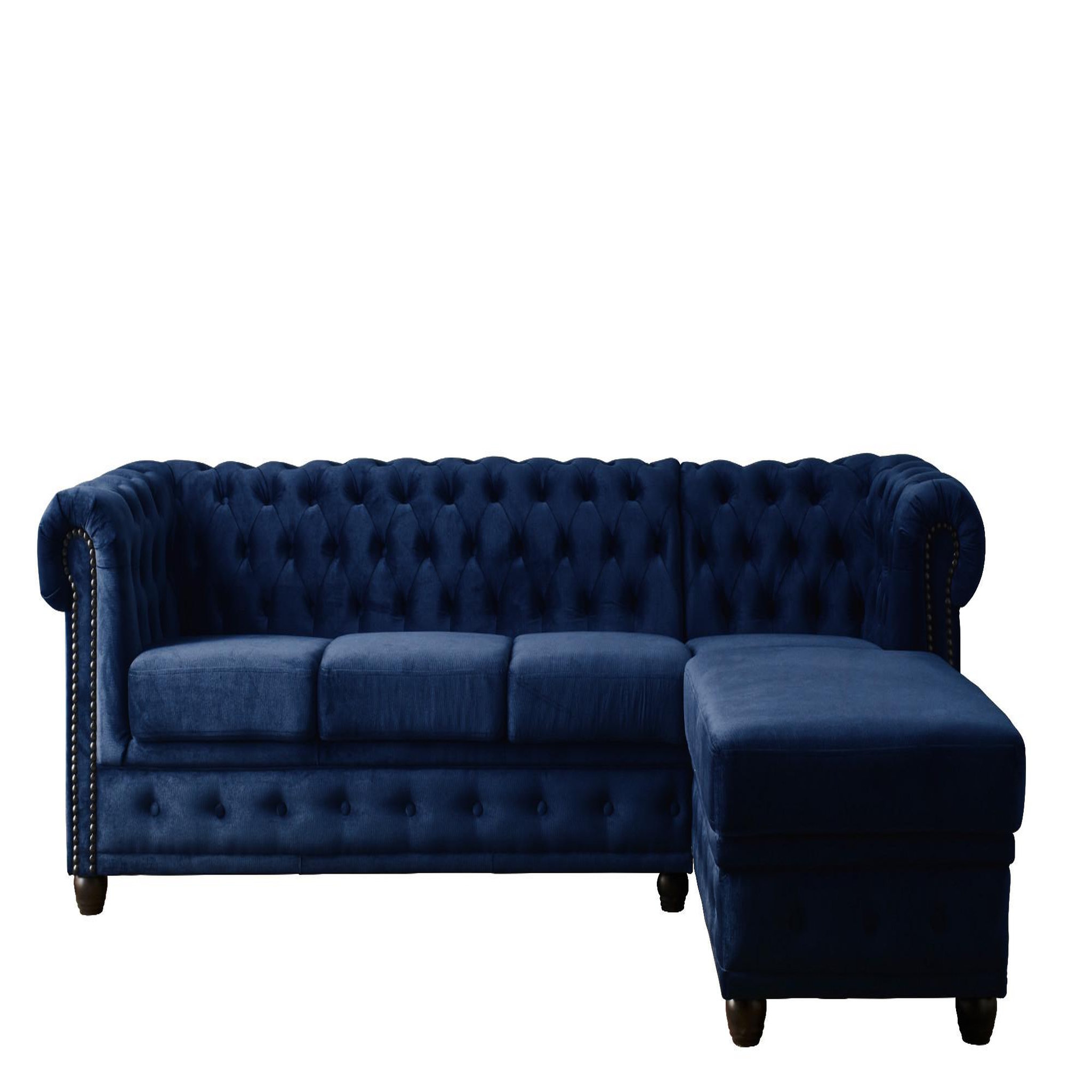 Voir la diapositive 1 : LISA DESIGN William - canapé chesterfield d'angle droit - 4 places - en velours