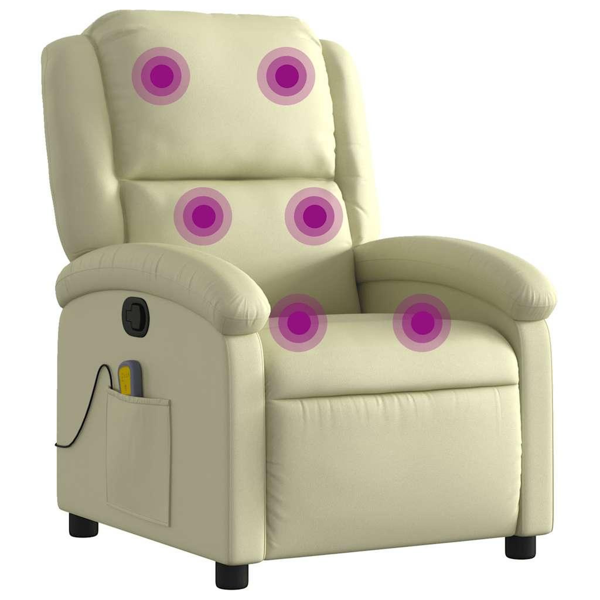Voir la diapositive 2 : VIDAXL Fauteuil de massage inclinable creme cuir veritable