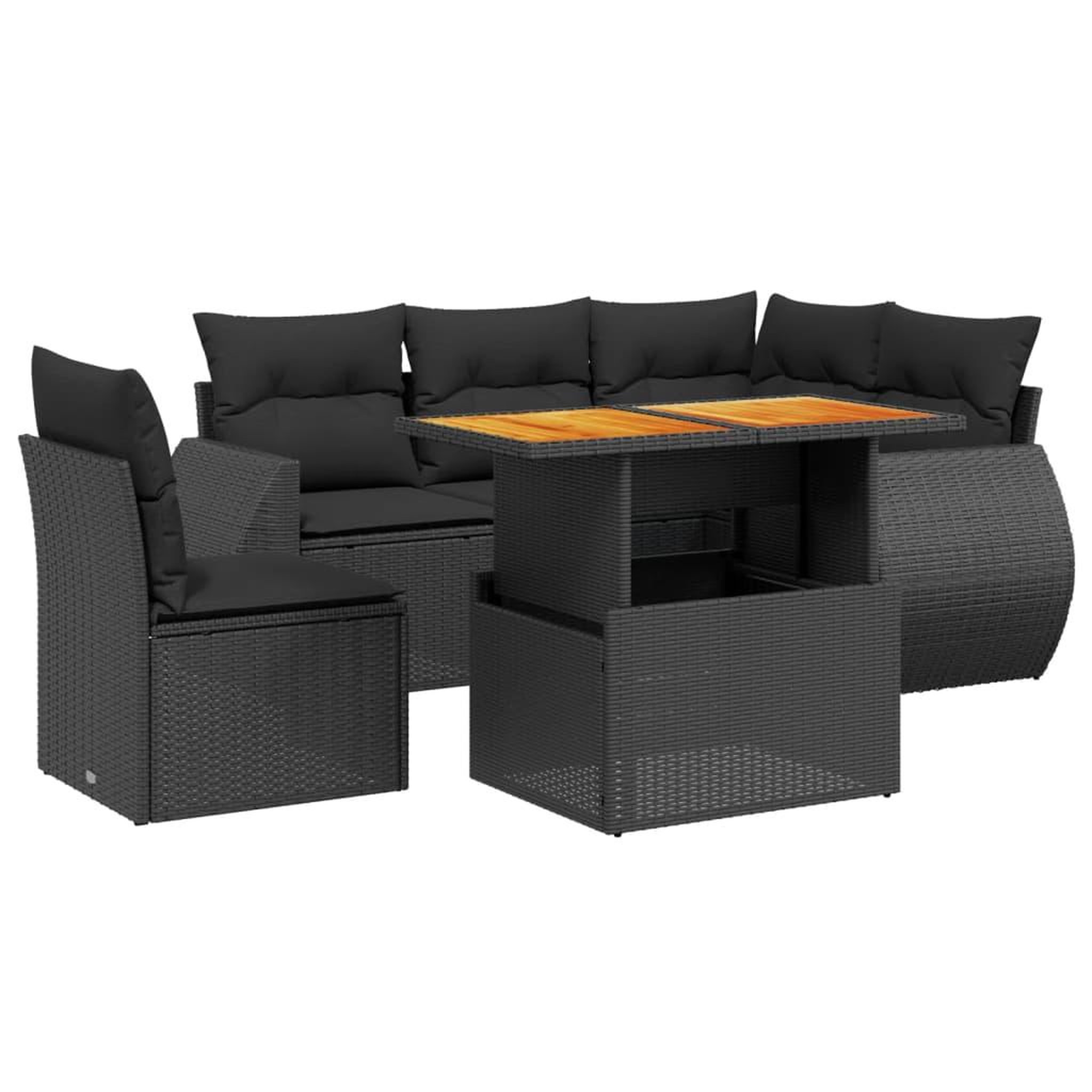 Voir la diapositive 2 : VIDAXL Salon de jardin 6 pcs avec coussins noir resine tressee
