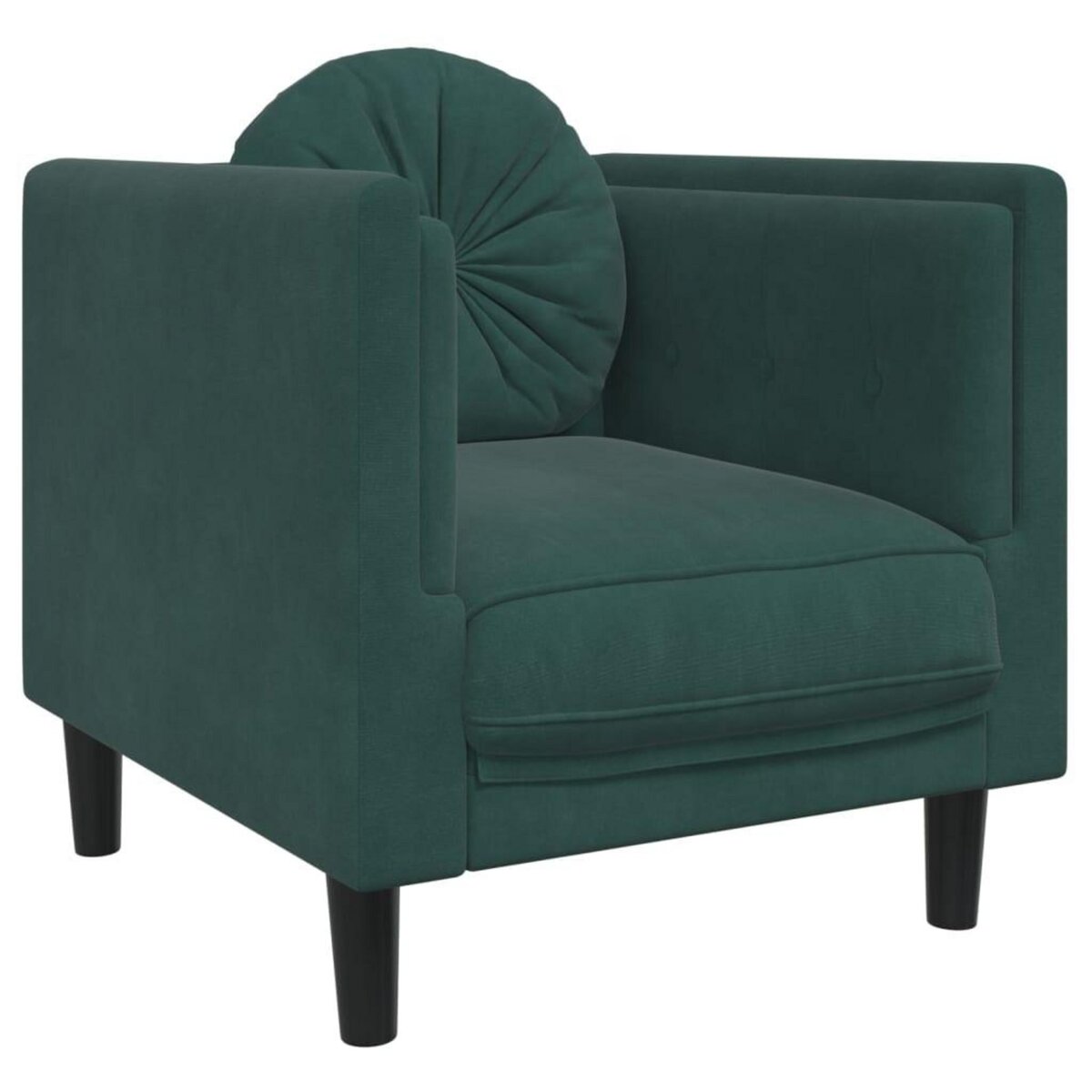 VIDAXL Fauteuil avec coussin vert fonce velours