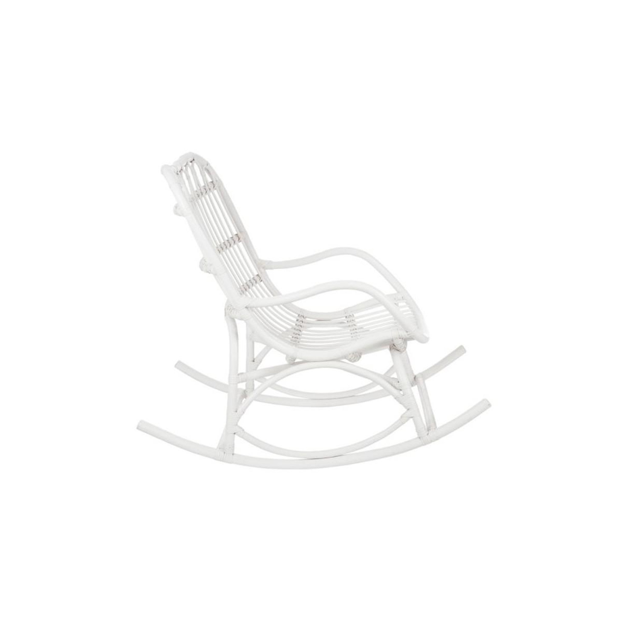 Voir la diapositive 4 : J-LINE Fauteuil à Bascule en Rotin  Washington  93cm Blanc