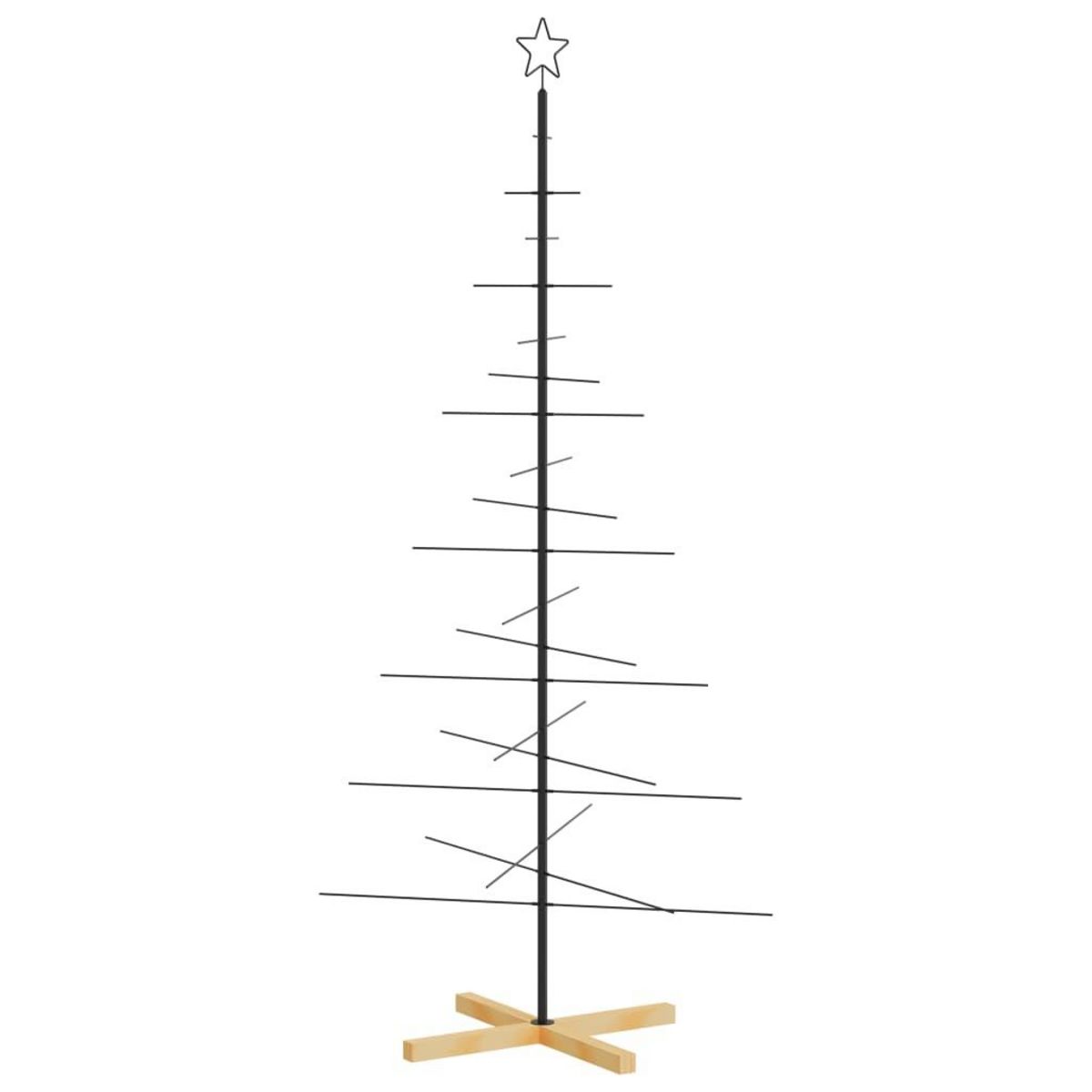 VIDAXL Arbre de Noël en metal avec base en bois noir 180 cm