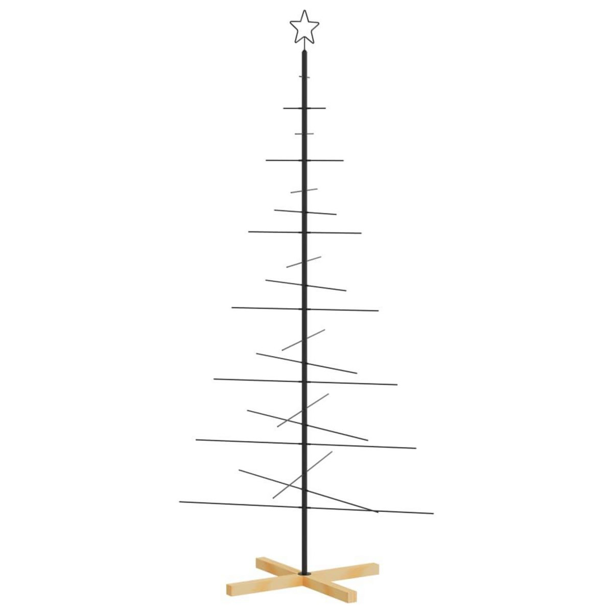 VIDAXL Arbre de Noël en metal avec base en bois noir 180 cm