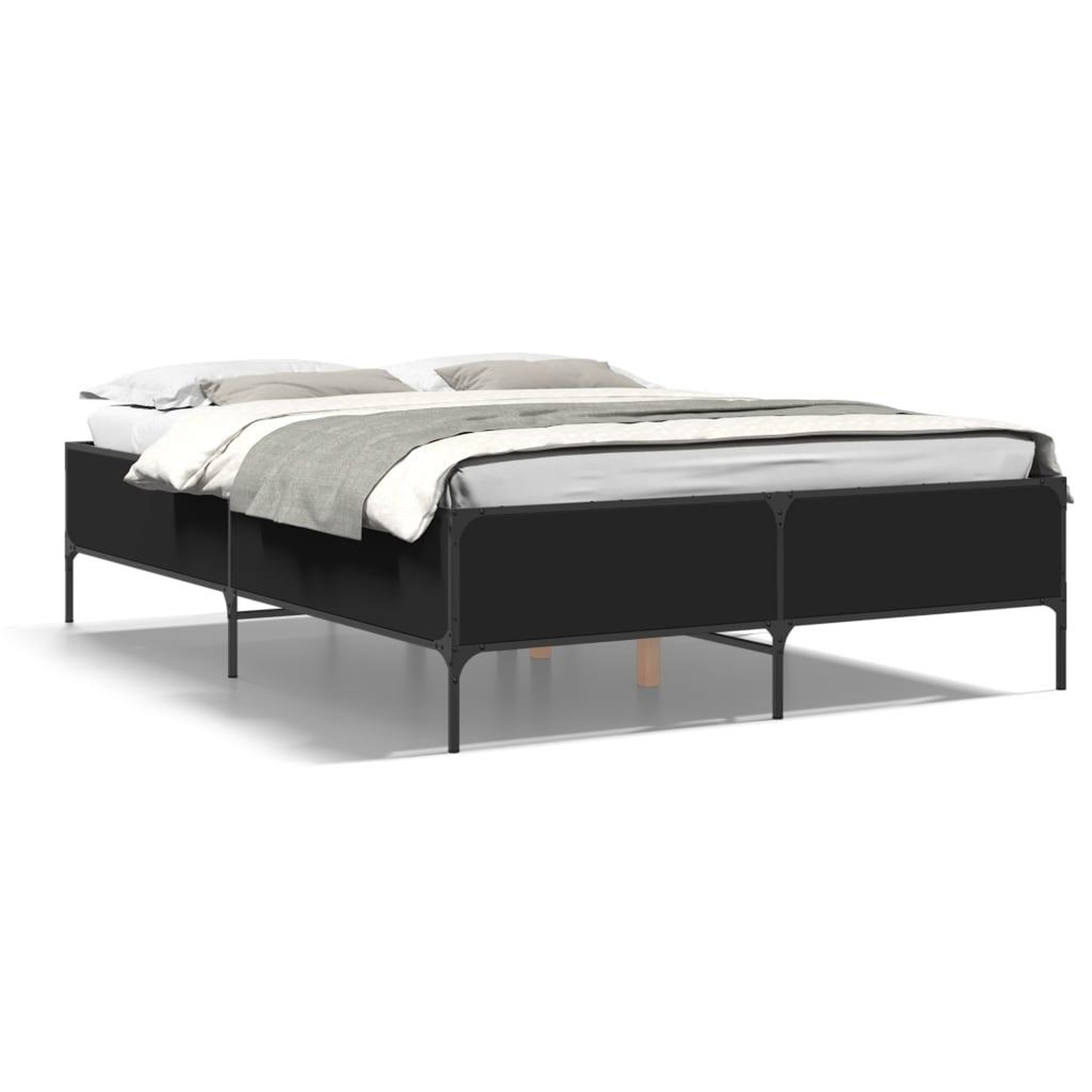 Voir la diapositive 2 : VIDAXL Cadre de lit sans matelas noir 140x200 cm