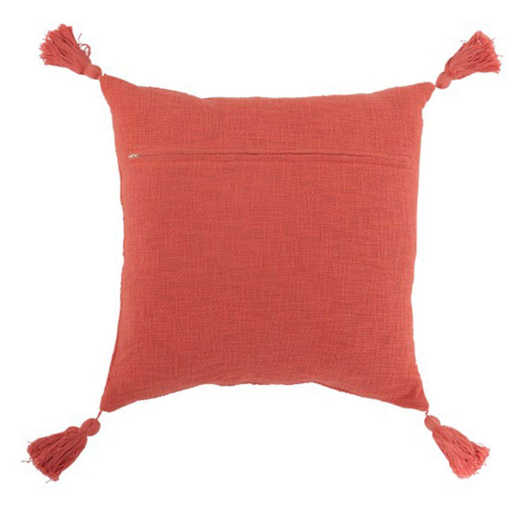Voir la diapositive 2 : J-LINE Coussin déco à pompons  terwin  45x45cm rose