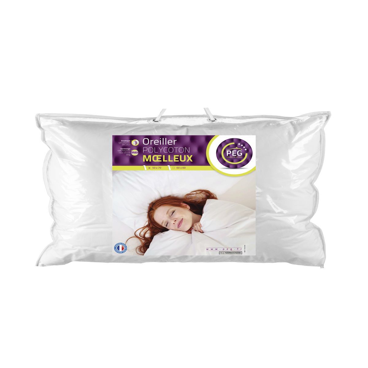 Oreiller moelleux en polycoton 450 g/m² CONFORT 