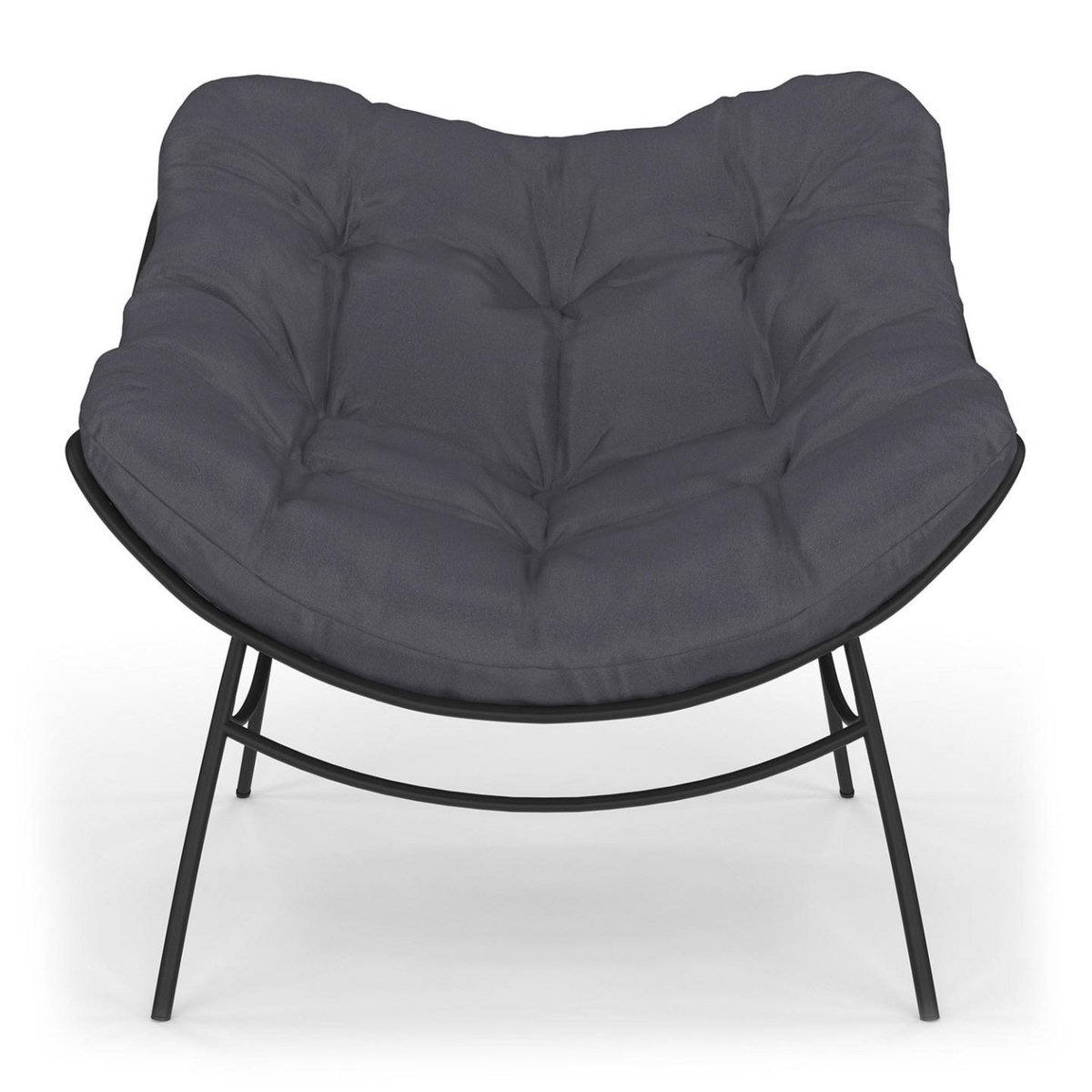 ID MARKET Fauteuil de jardin relax LOA effet rotin gris et coussin gris