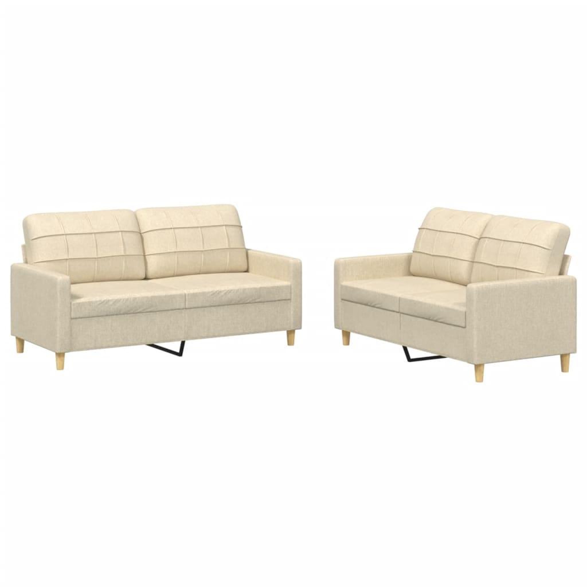 Voir la diapositive 2 : VIDAXL Ensemble de canapes 2 pcs avec coussins Creme Tissu