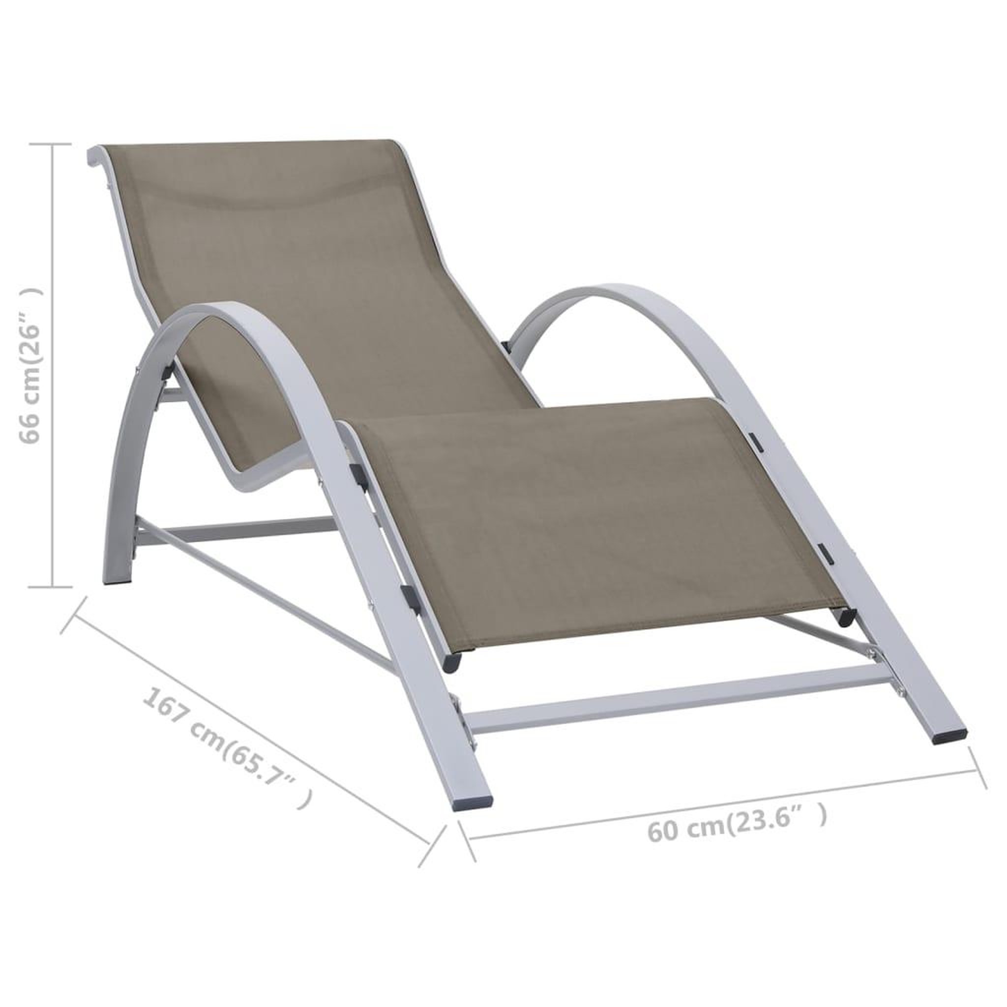 Voir la diapositive 6 : VIDAXL Chaises longues lot de 2 avec table aluminium taupe
