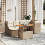 VIDAXL Salon de jardin avec coussins 7 pcs beige resine tressee