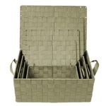 TOILINUX Lot de 4 Corbeilles avec sangles et couvercles en Polypropylène. Coloris disponibles : Rouge, Gris, Marron, Noir, Jaune