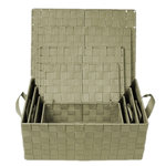 TOILINUX Lot de 4 Corbeilles avec sangles et couvercles en Polypropylène. Coloris disponibles : Marron, Rouge, Vert, Gris, Noir