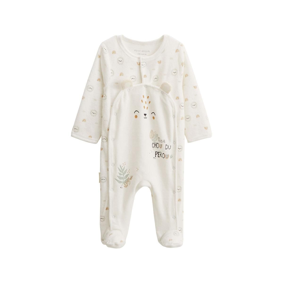 Petit Béguin Pyjama bébé en velours ouverture pont Mon Petit Chou du Pérou