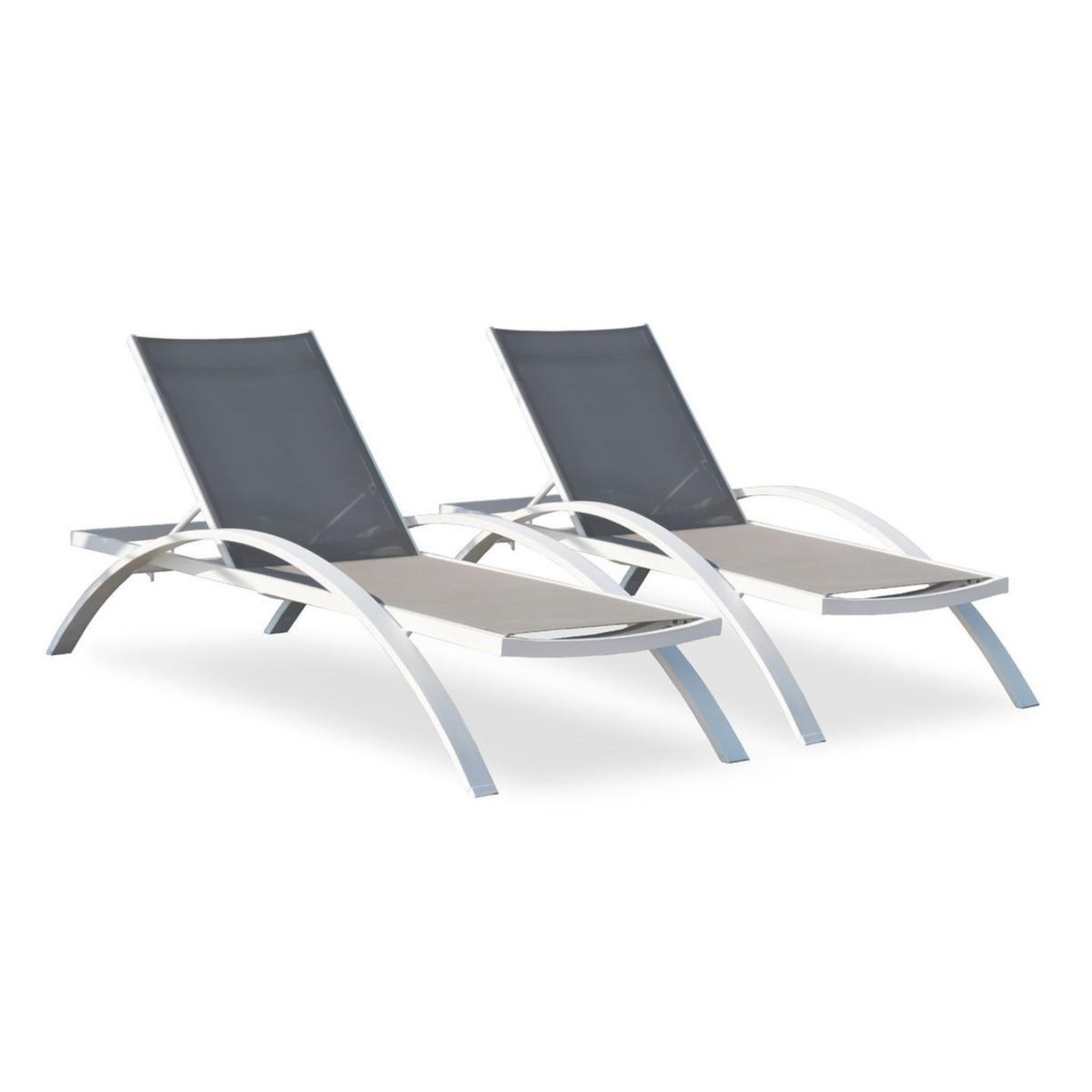 DCB GARDEN Lot de 2 Bains de Soleil Empilables  Barcelona  195cm Blanc