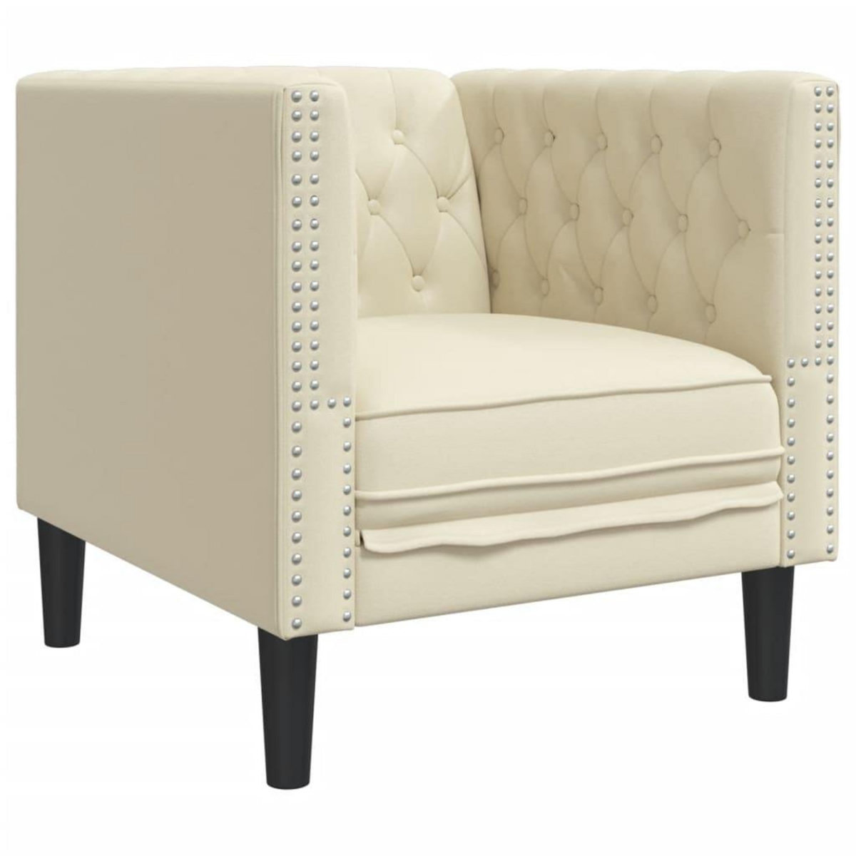 VIDAXL Fauteuil Chesterfield creme similicuir