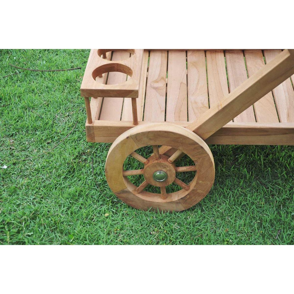 CONCEPT USINE Desserte en teck avec roues KERETA