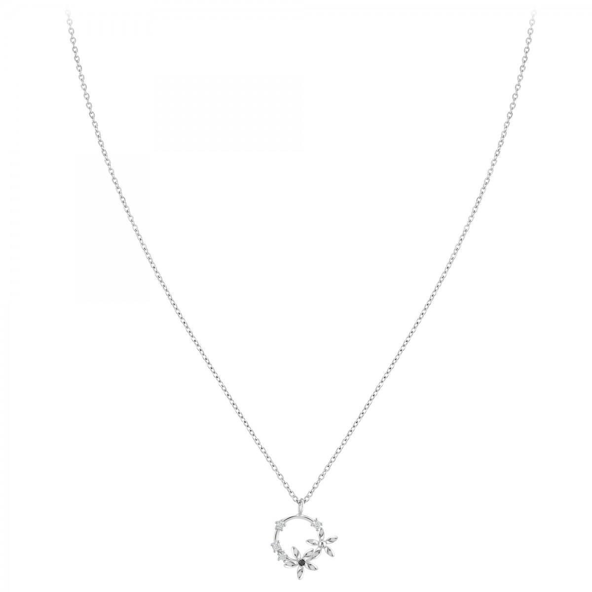 SC CRYSTAL Collier Fleurs par SC Crystal orné d'un véritable diamant noir