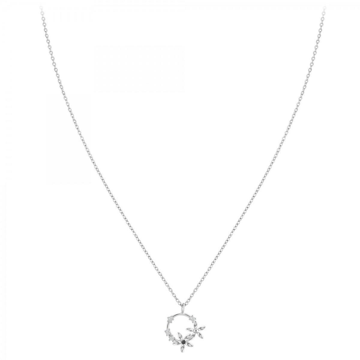 SC CRYSTAL Collier Fleurs par SC Crystal orné d'un véritable diamant noir