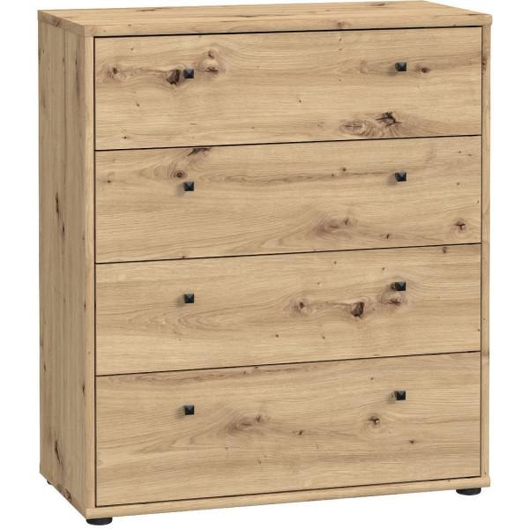 MARKET24 Commode TEMPRA – Effet Chene Artisan – 4 Tiroirs – L 73,7 × P 34,8 × H 85,5 cm