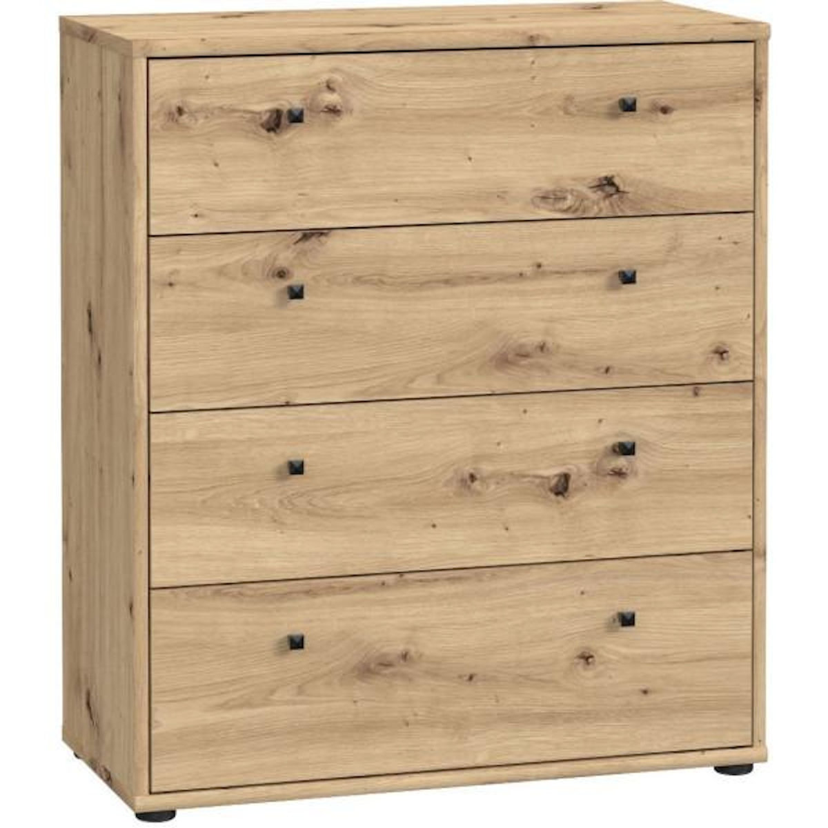 MARKET24 Commode TEMPRA – Effet Chene Artisan – 4 Tiroirs – L 73,7 × P 34,8 × H 85,5 cm