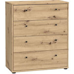 MARKET24 Commode TEMPRA – Effet Chene Artisan – 4 Tiroirs – L 73,7 × P 34,8 × H 85,5 cm