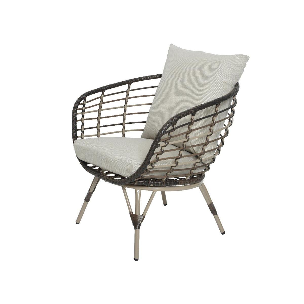 JARDIDECO Salon de jardin en résine tressée brun Evora avec table basse - 4 places