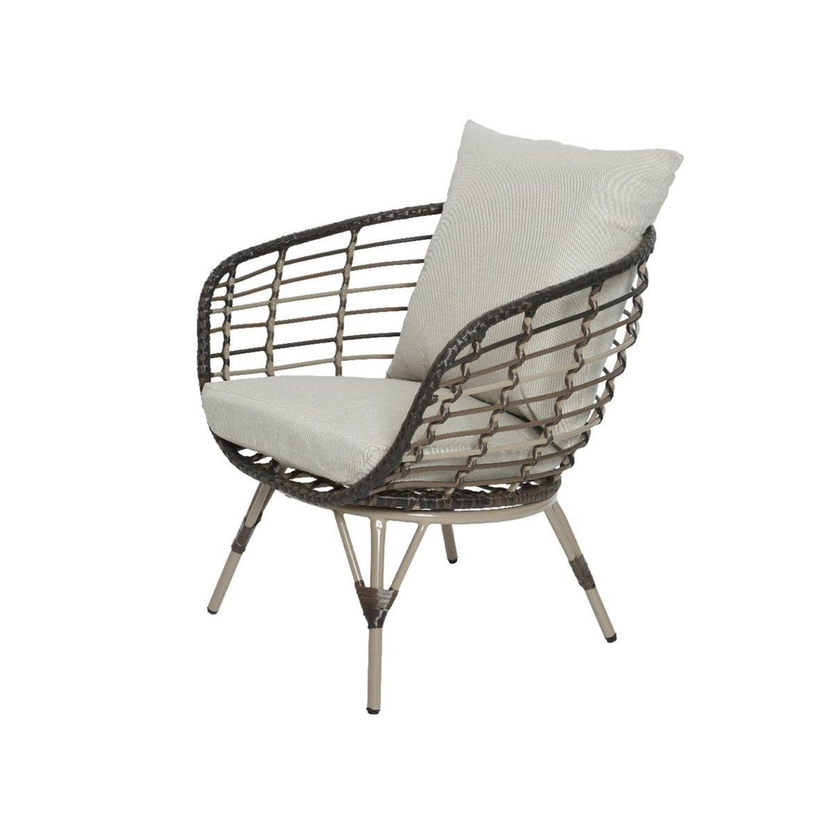 JARDIDECO Salon de jardin en résine tressée brun Evora avec table basse - 4 places