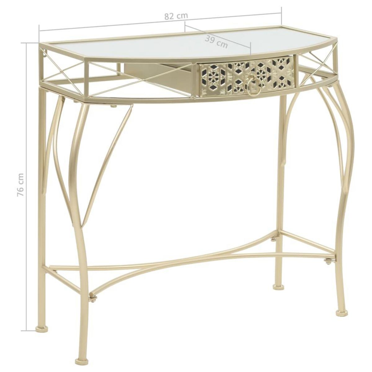 VIDAXL Table d'appoint Style français Metal 82 x 39 x 76 cm Dore