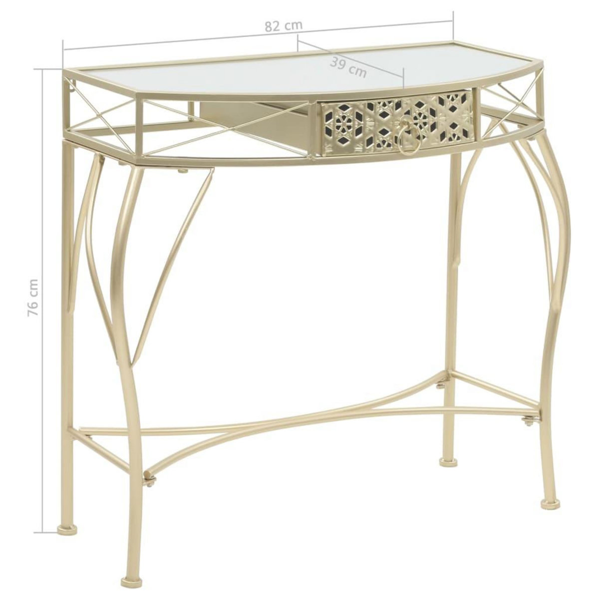 VIDAXL Table d'appoint Style français Metal 82 x 39 x 76 cm Dore