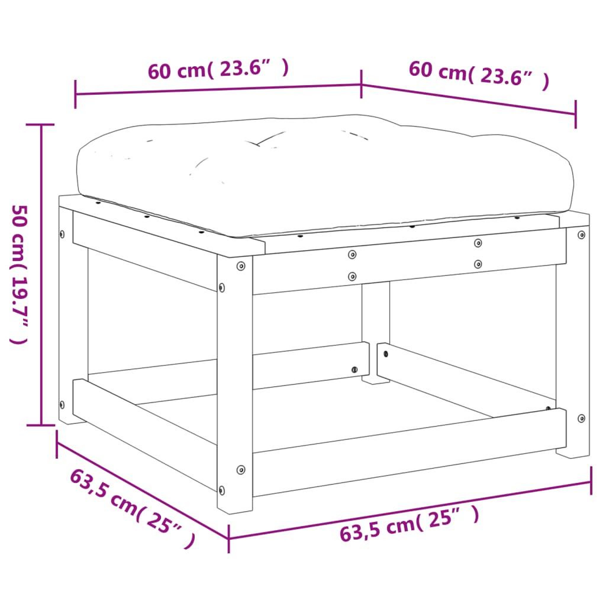 Voir la diapositive 6 : VIDAXL Repose-pied de jardin avec coussins blanc bois de pin massif