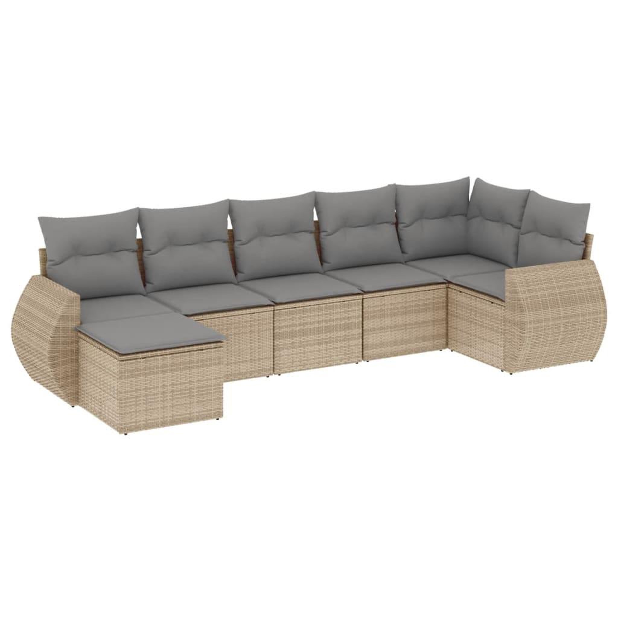 Voir la diapositive 2 : VIDAXL Salon de jardin avec coussins 7 pcs beige resine tressee