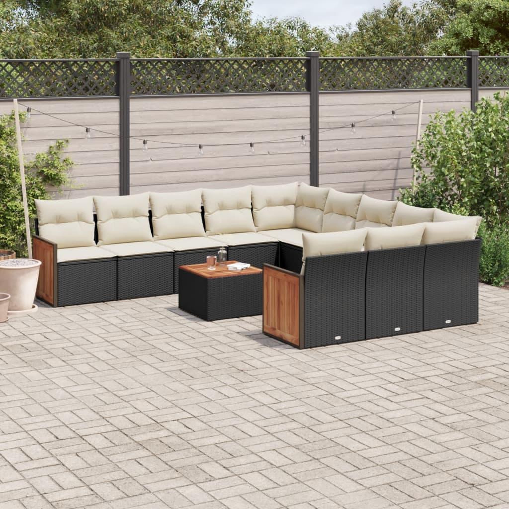 VIDAXL Salon de jardin 12 pcs avec coussins noir resine tressee