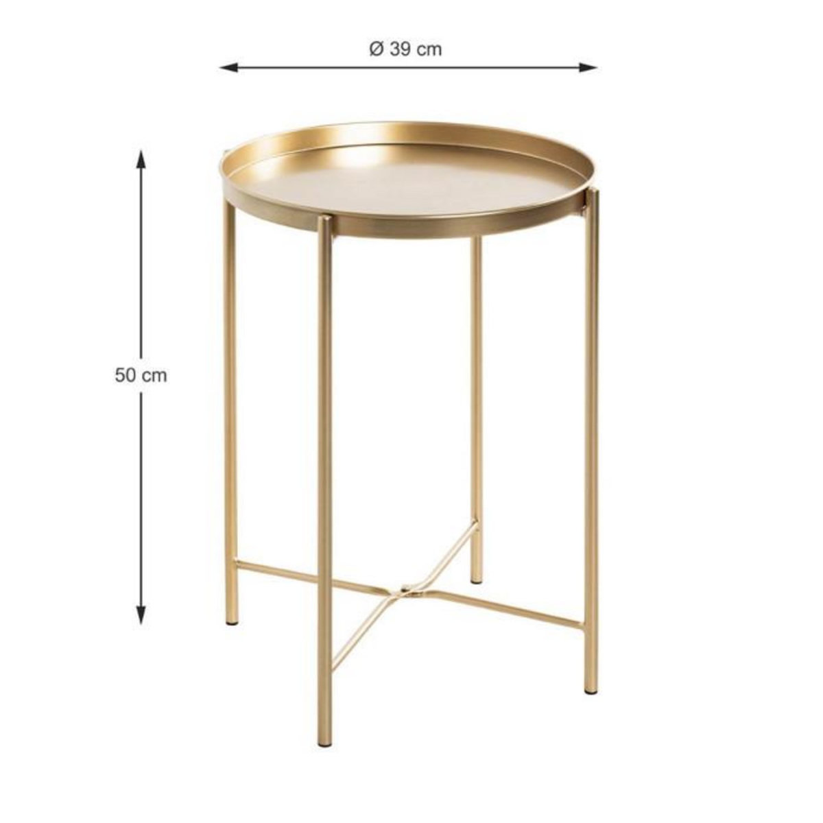 Paris Prix Table d'Appoint Métal  Yann  50cm Or