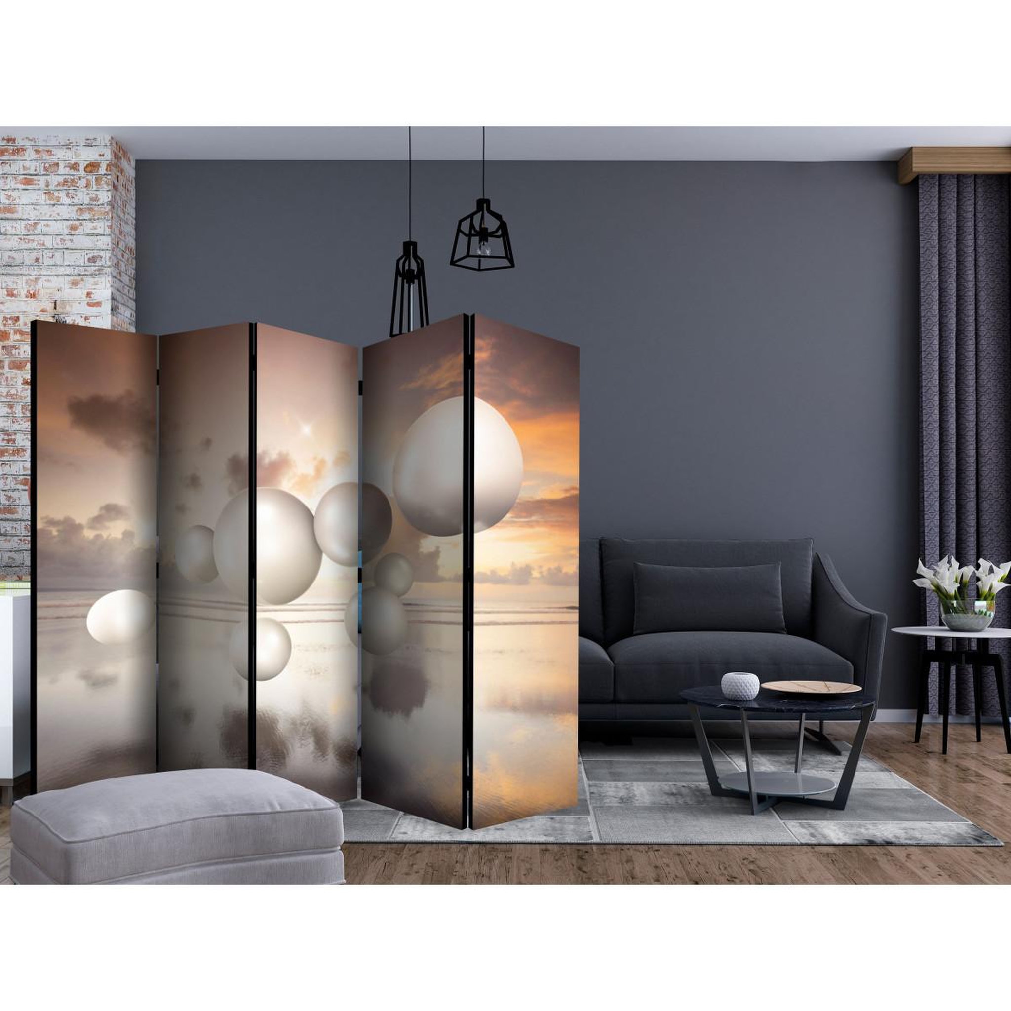 Voir la diapositive 2 : Paris Prix Paravent 5 volets  morning jewels  172x225cm