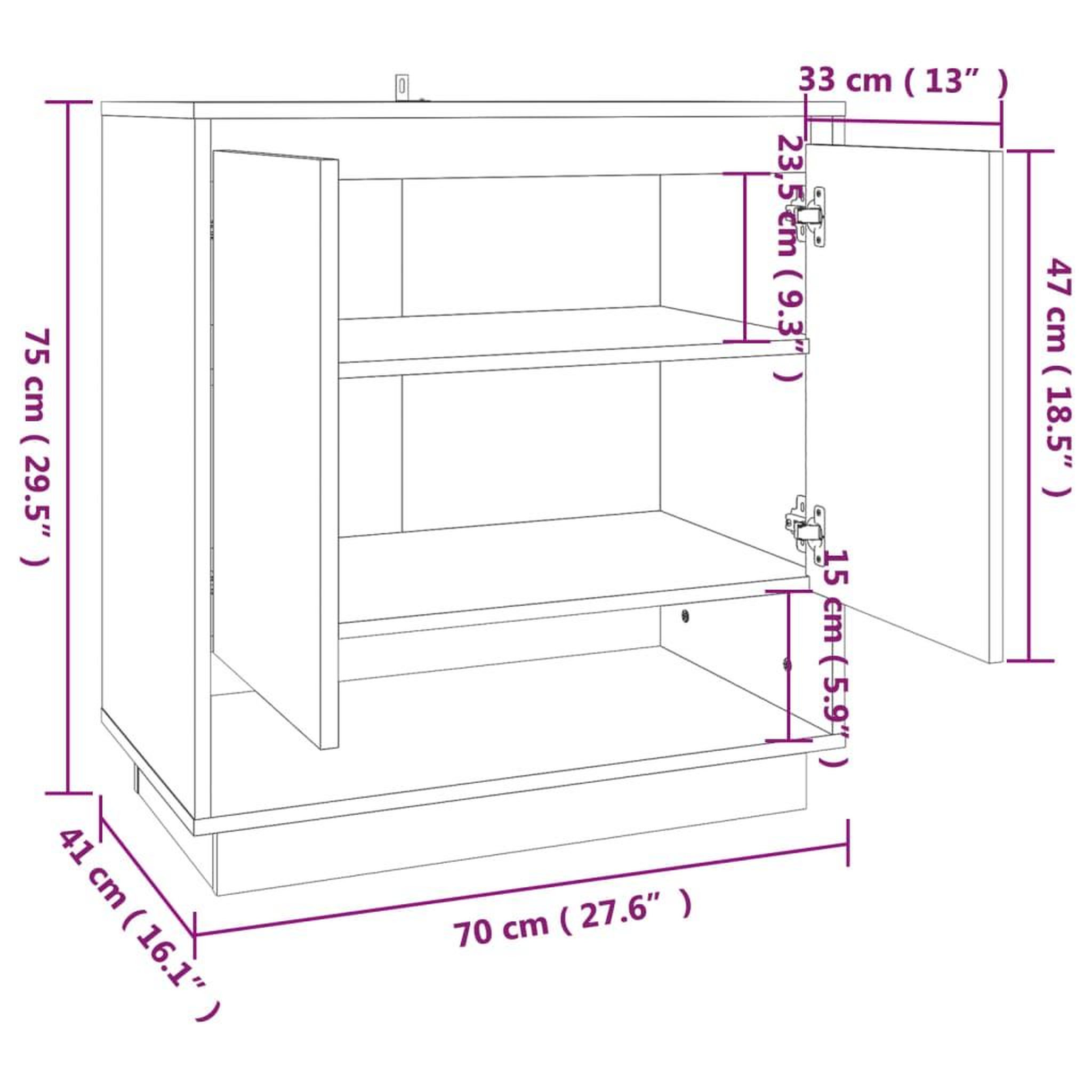 Voir la diapositive 6 : VIDAXL Buffet Chene sonoma 70x41x75 cm Bois d'ingenierie