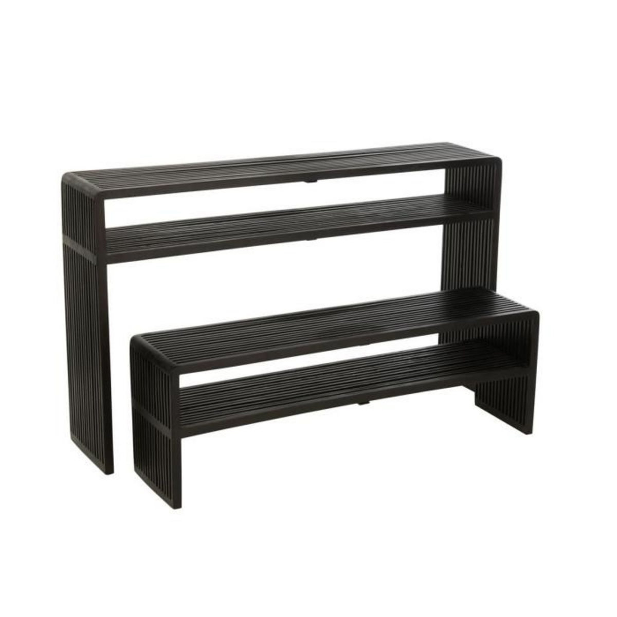 Paris Prix Lot de 2 Consoles en Bois  Teck  130cm Noir