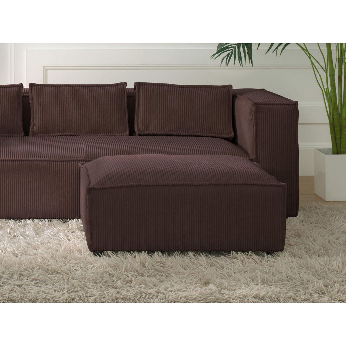 LISA DESIGN Stella - pouf en velours côtelé - style contemporain