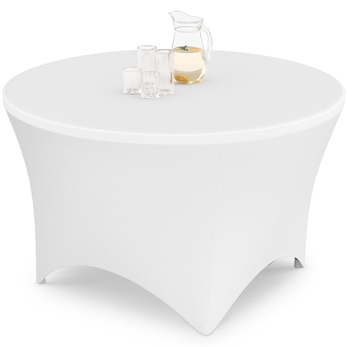 ID MARKET Table pliante d'appoint portable ronde 122 cm  camping ou réception avec housse blanche